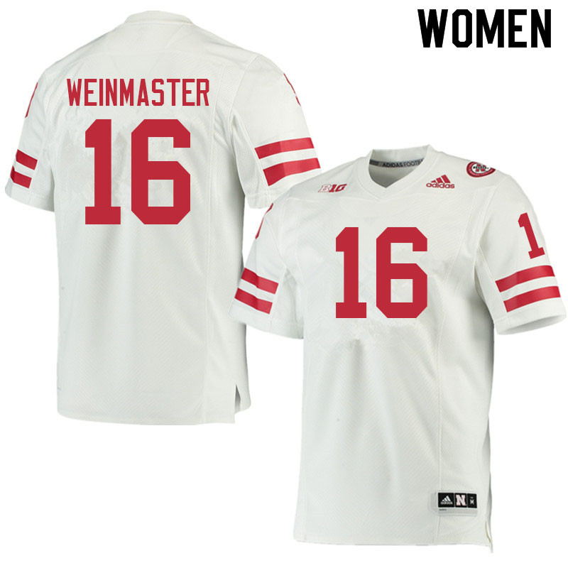 Women #16 Zach Weinmaster Nebraska Cornhuskers College Football Jerseys Sale-White - Click Image to Close
